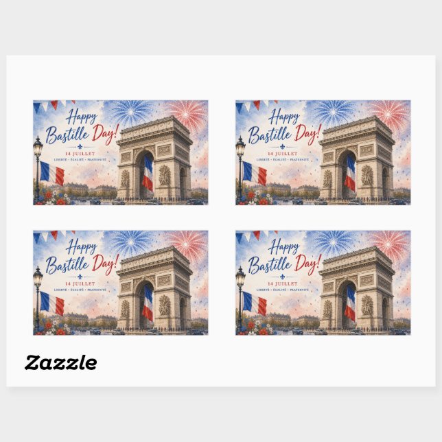 Bastille day Arc de triomphe Paris France firework Rectangular Sticker (Sheet)