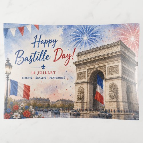 Bastille day Arc de triomphe Paris France firework Trinket Tray