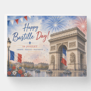 Bastille day Arc de triomphe Paris France firework Wooden Box Sign