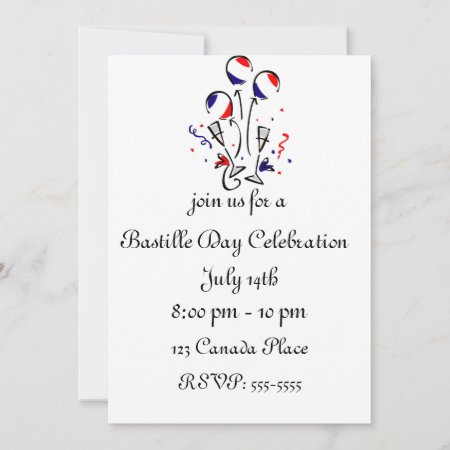 Bastille Day Balloons And Champagne Invitation
