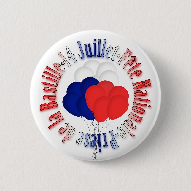 Bastille Day Balloons Button (Front)