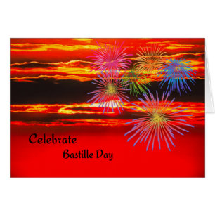 Bastille Day Card Sunset and Fireworks