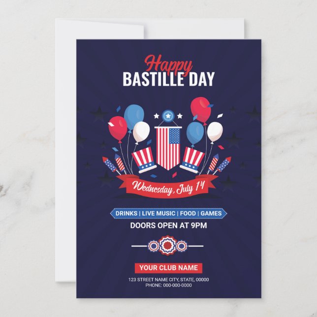 Bastille Day Celebration Party Invitation Flyer  (Front)