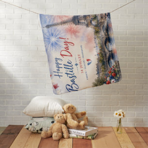 Bastille Day Eiffel Tower River Seine fireworks Baby Blanket