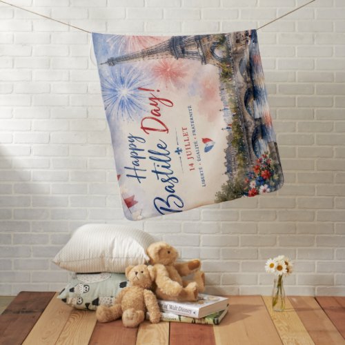 Bastille Day Eiffel Tower River Seine fireworks Baby Blanket