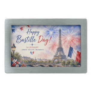 Bastille Day Eiffel Tower River Seine fireworks Belt Buckle