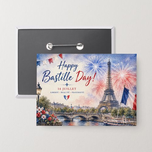 Bastille Day Eiffel Tower River Seine fireworks Button