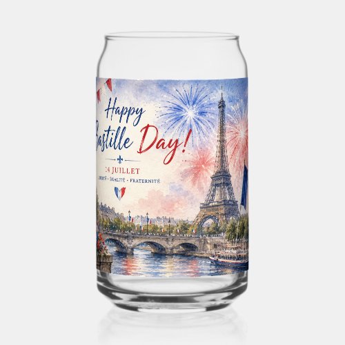 Bastille Day Eiffel Tower River Seine fireworks Can Glass