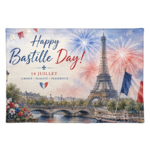 Bastille Day Eiffel Tower River Seine fireworks Cloth Placemat