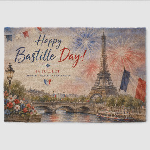 Bastille Day Eiffel Tower River Seine fireworks Fiber Doormat