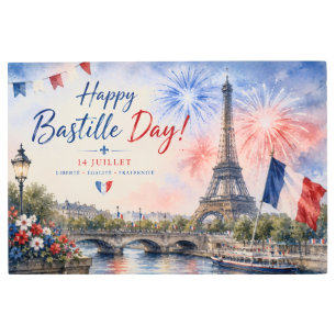 Bastille Day Eiffel Tower River Seine fireworks Metal Print