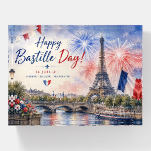 Bastille Day Eiffel Tower River Seine fireworks Paperweight