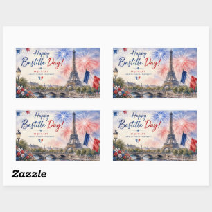 Bastille Day Eiffel Tower River Seine fireworks Rectangular Sticker