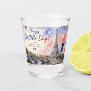Bastille Day Eiffel Tower River Seine fireworks Shot Glass