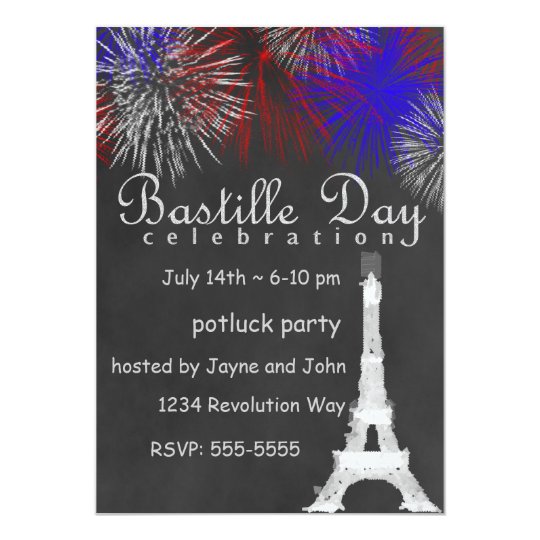 bastille day fireworks chalkboard party invitation zazzle com