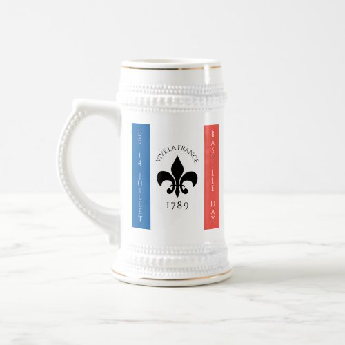 Bastille Day Fleur_de_Lis Tricolore France Flag Beer Stein