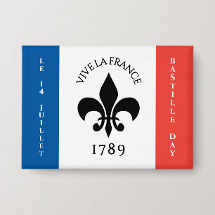 Bastille Day Fleur-de-Lis Tricolore France Flag Button