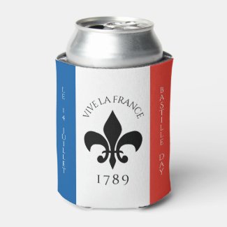 Bastille Day Fleur-de-Lis Tricolore France Flag Can Cooler