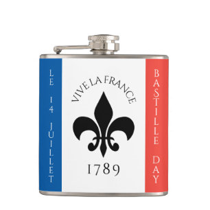 Bastille Day Fleur-de-Lis Tricolore France Flag Flask