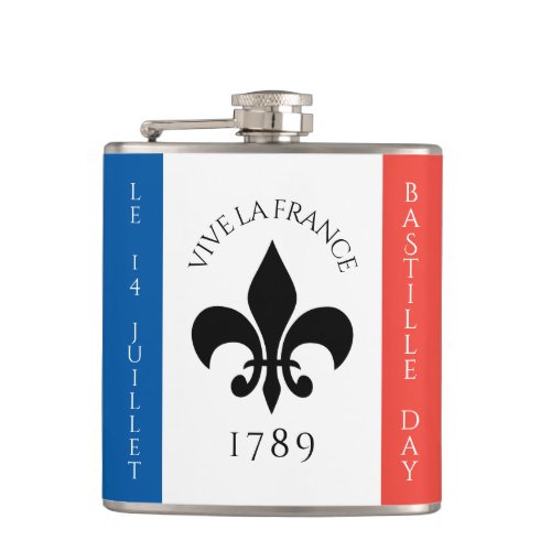 Bastille Day Fleur_de_Lis Tricolore France Flag Flask