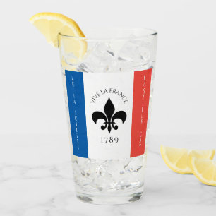 Bastille Day Fleur-de-Lis Tricolore France Flag Glass