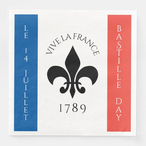 Bastille Day Fleur_de_Lis Tricolore France Flag Paper Dinner Napkins