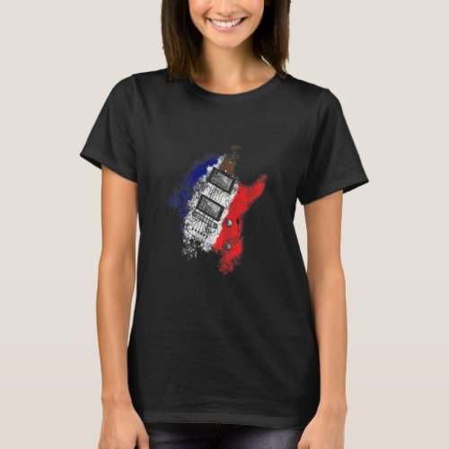 Bastille Day French Flag Electric Guitar Guitarist T_Shirt
