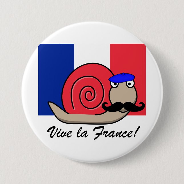 Bastille Day French Snail in a Beret Button (Front)