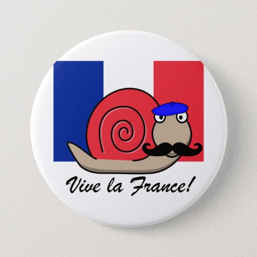 Bastille Day French Snail in a Beret Button