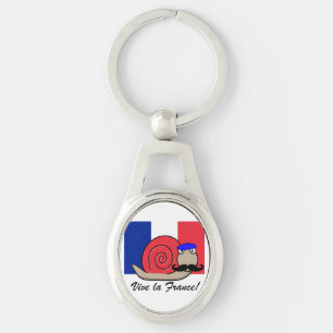 Bastille Day French Snail in a Beret Keychain