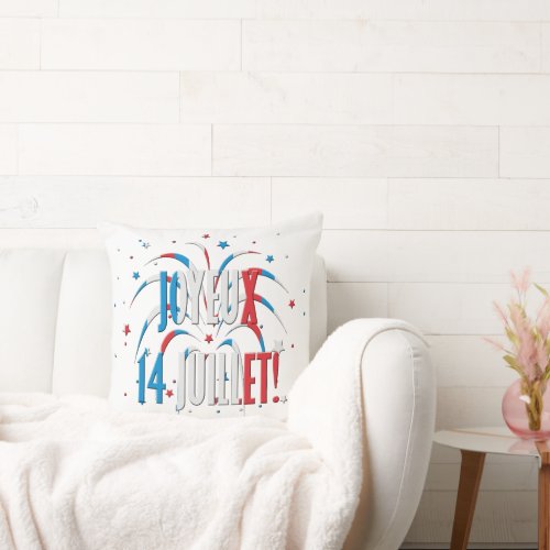 Bastille Day Joyeux 14 Juillet Throw Pillow