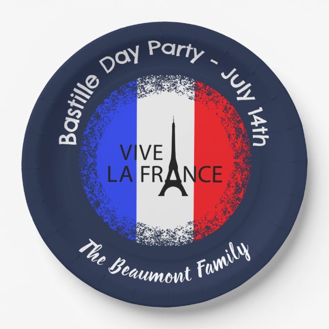 Bastille Day July 14th Celebration  Paper Plates (Front)