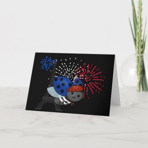 Bastille Day Ladybug bored Card