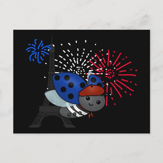 Bastille Day Ladybug, smile Postcard (Front)