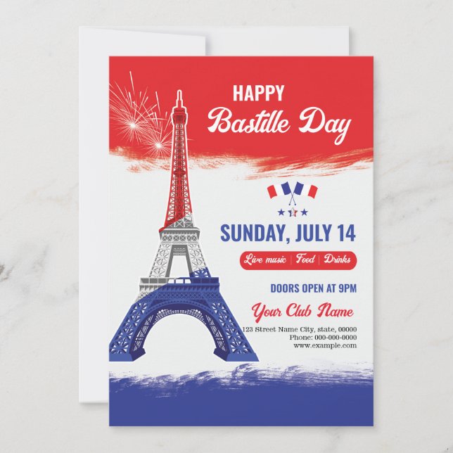 Bastille Day Party Invitation Template (Front)