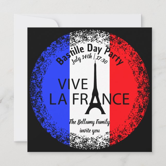 Bastille Day Party July 14th Celebration Invitation (Front)