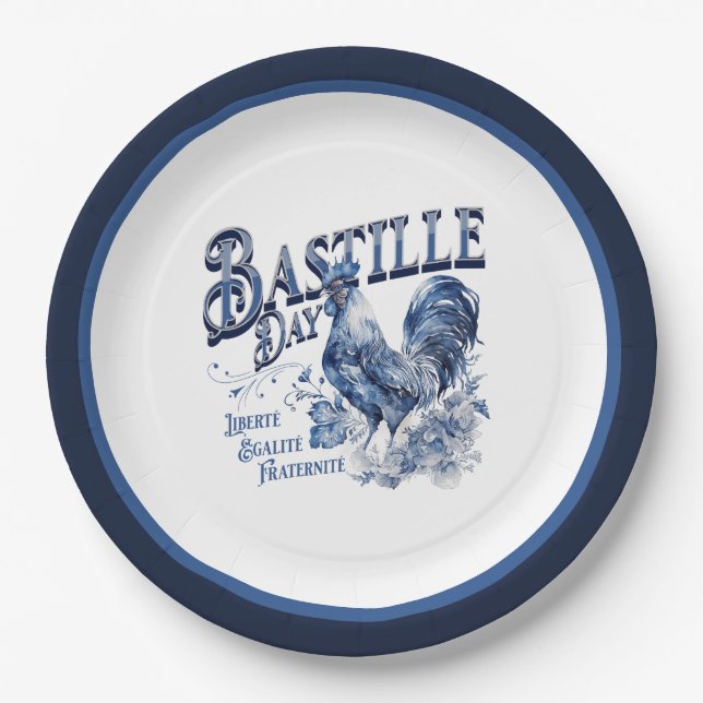 Bastille Day Rooster Paper Plates (Front)