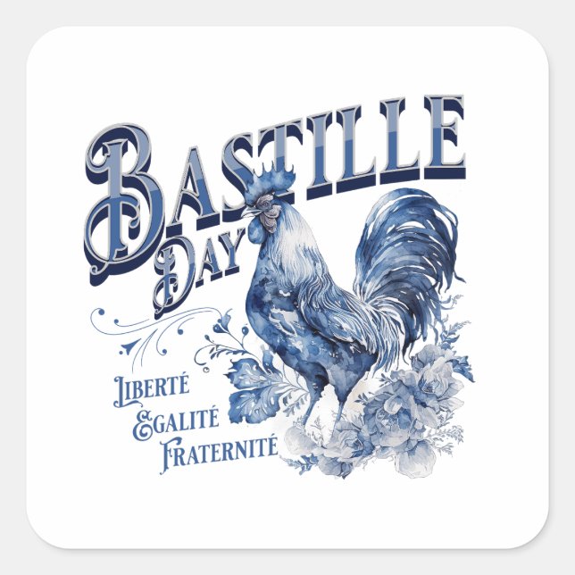 Bastille Day Rooster Square Sticker (Front)