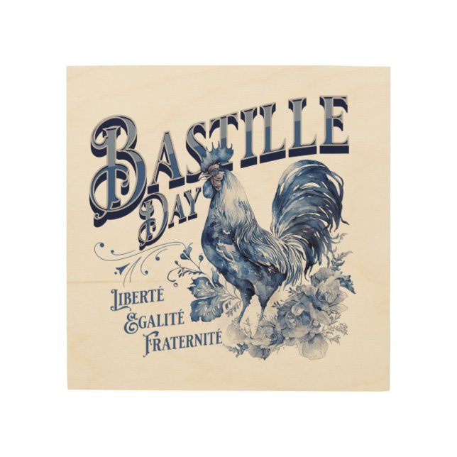 Bastille Day Rooster Wood Wall Art (Front)