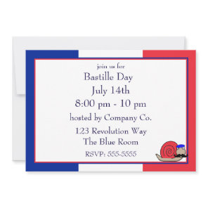Bastille French Snail wearing Beret Invitation
