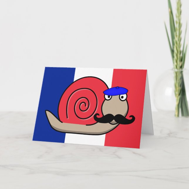 Bastille Snail with Mustache Greeting Card (Front)