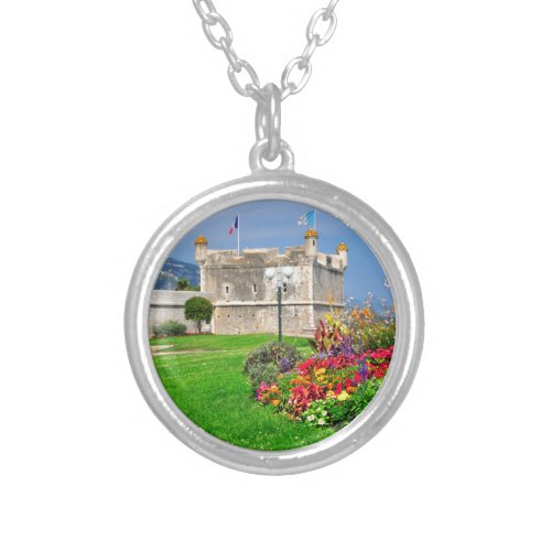 Bastion of Menton in France Silver Plated Necklace