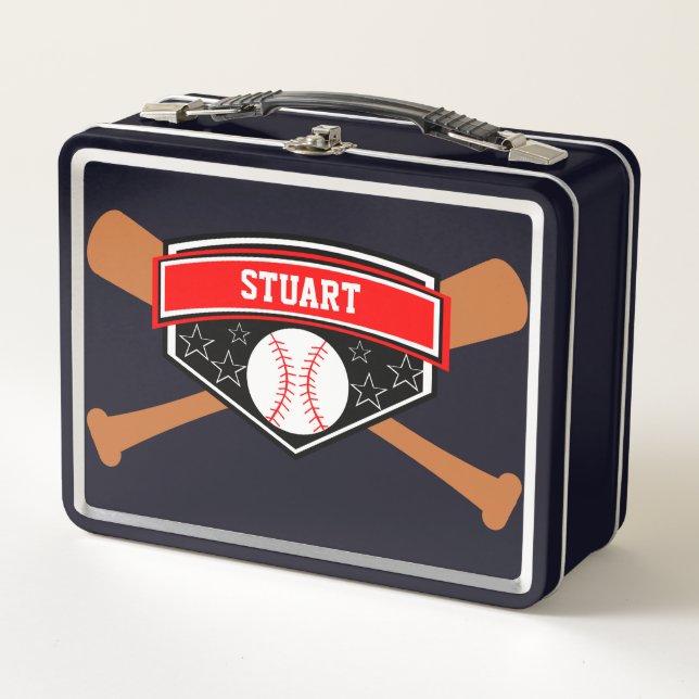 Bat and Baseball Personalize Lunch Box (Front)