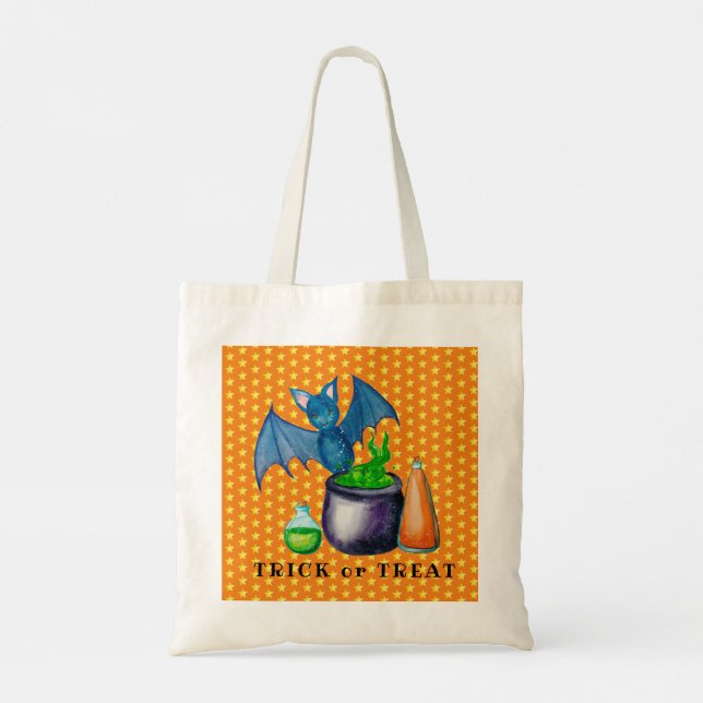 Bat And Bubbling Cauldron Tote Bag (Back)