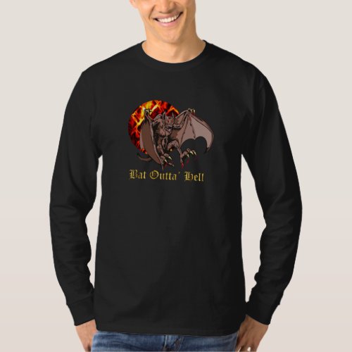 Bat and Full Moon Bat Outta Hell T_Shirt