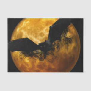 Bat and harvest moon fall black yellow elegant tissue paper