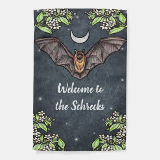 Bat and Jasmine, Fly by Night 2 Sided Garden Flag