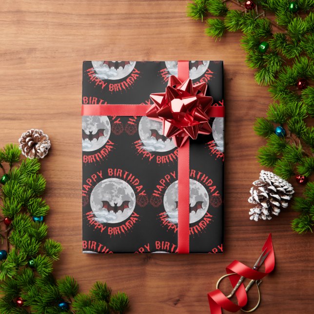 Bat and moon happy birthday paper (Holiday Gift)