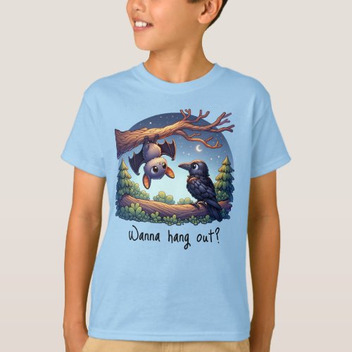 Bat and Raven Hanging Out T_Shirt