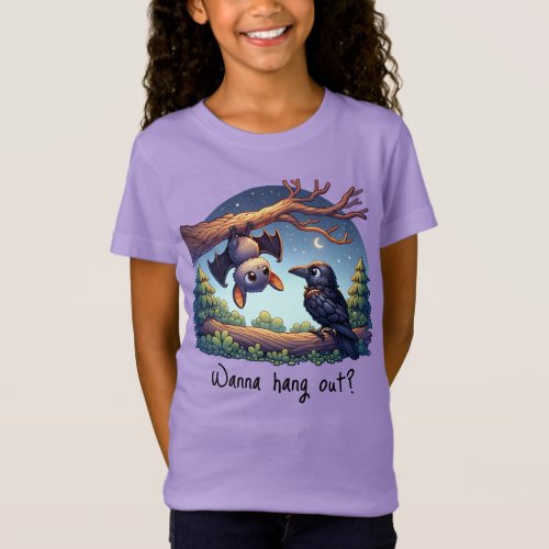 Bat and Raven Hanging Out T_Shirt